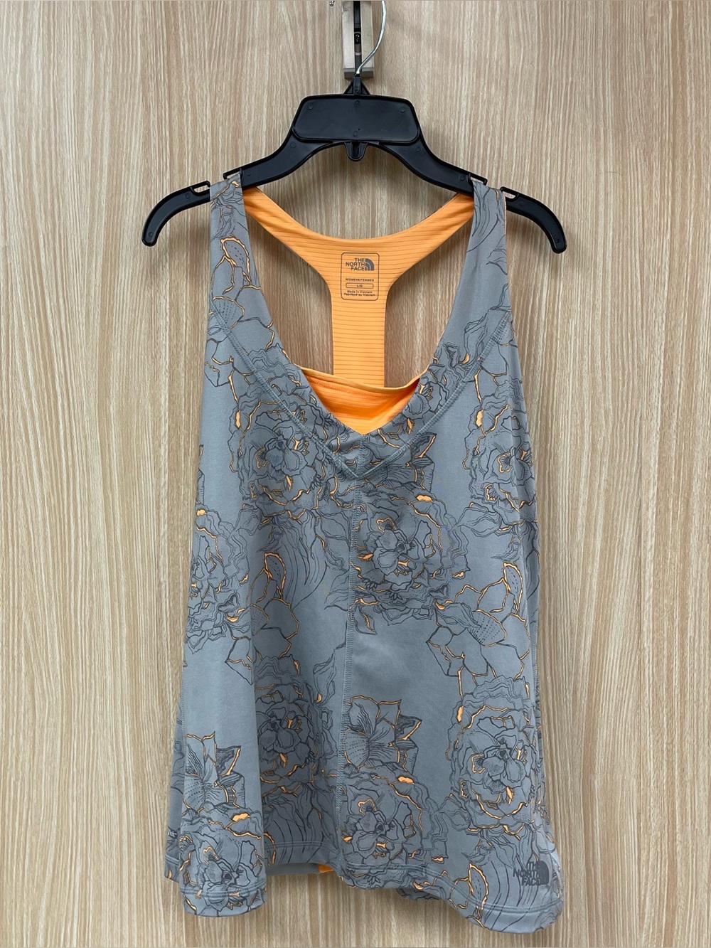North Face Gray Print Colorblock Tank Top Size L